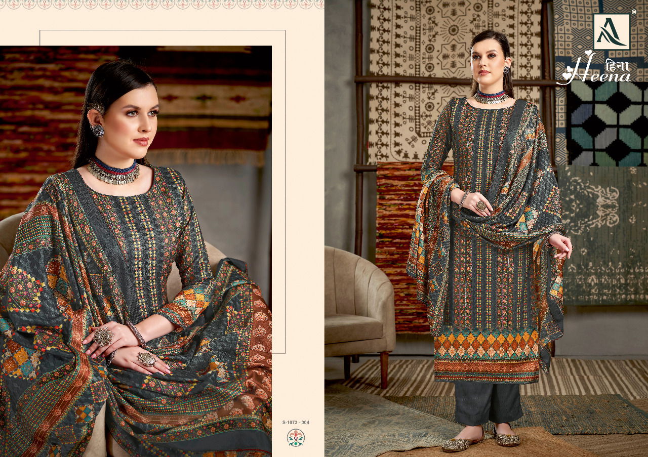 Alok Heena Pure Wool Fancy Wear Pashmina Printed Designer Dress Material Collection 